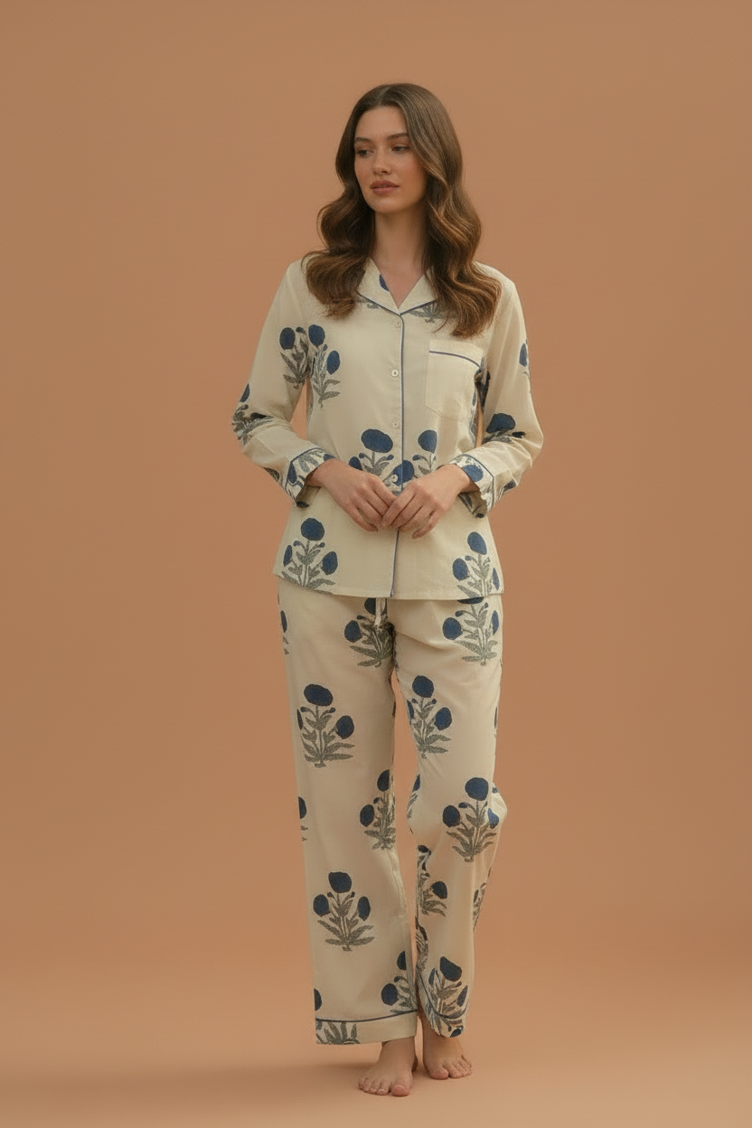 Cotton Pyjamas - The Midnight Bloom Set