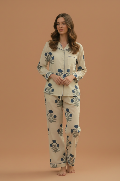 Cotton Pyjamas - The Midnight Bloom Set