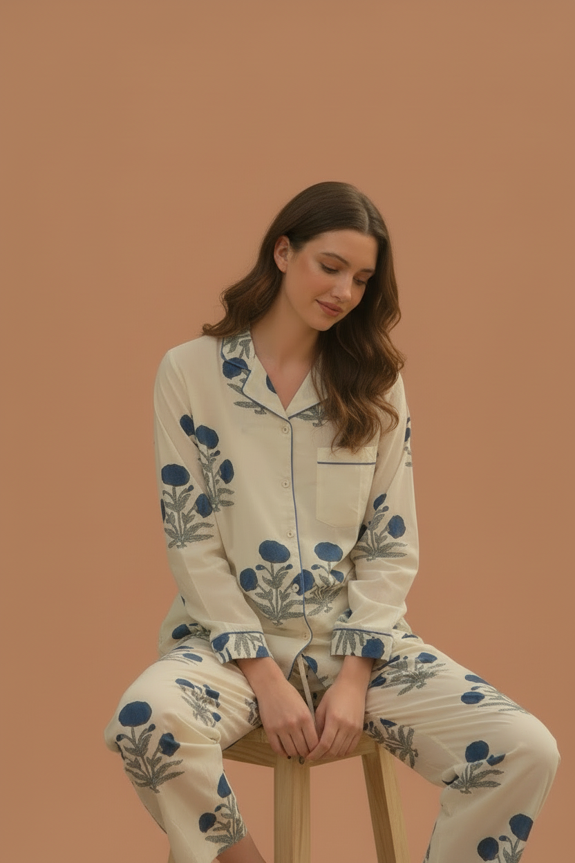 Cotton Pyjamas - The Midnight Bloom Set