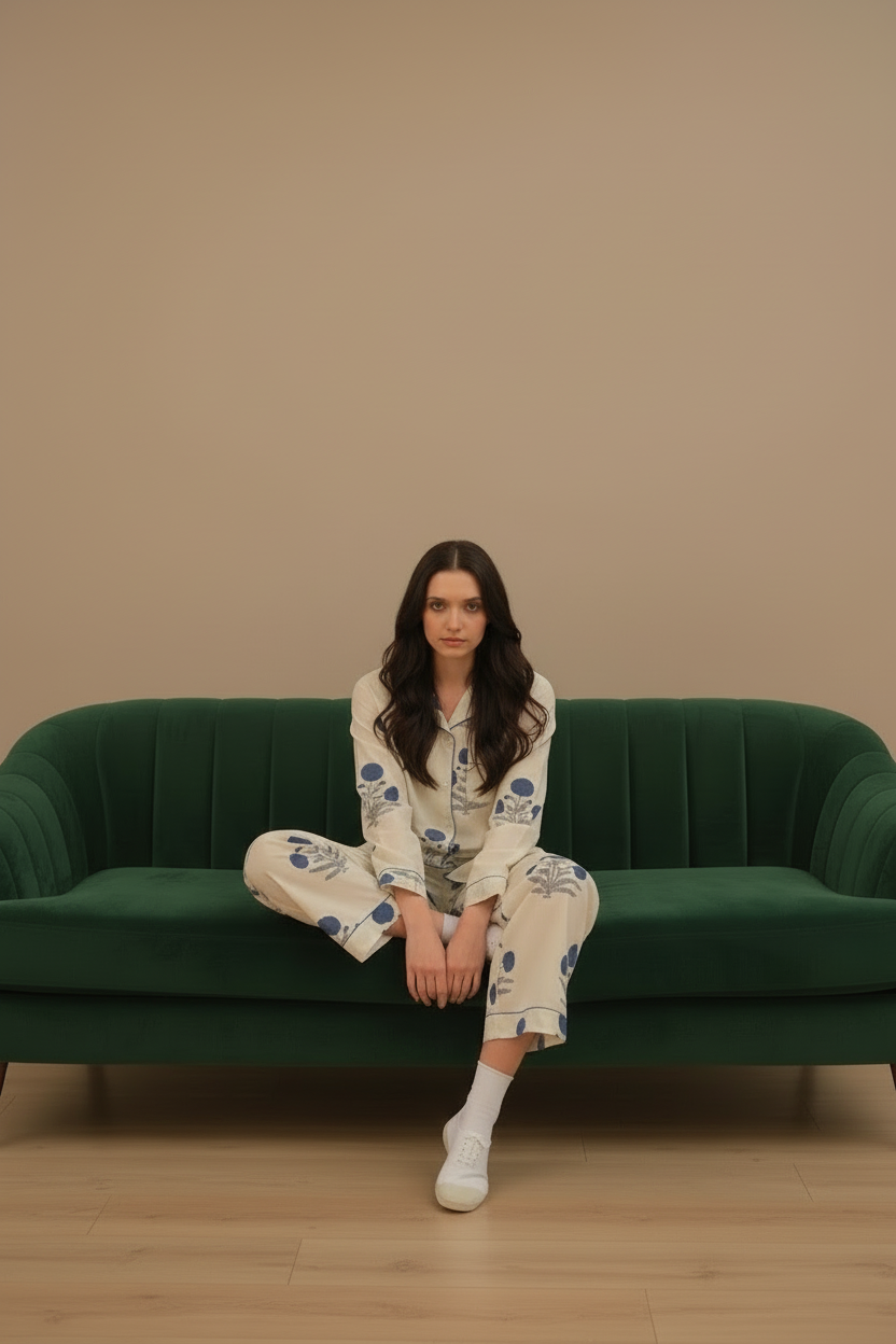 Cotton Pyjamas - The Midnight Bloom Set