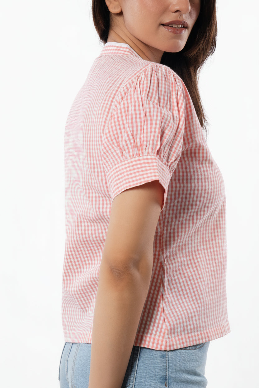 The Orient Top - Pink Gingham