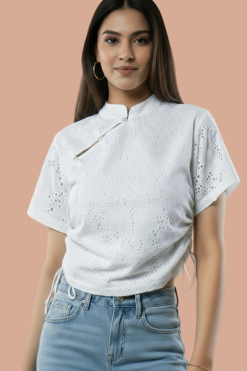 The Orient Crop Top- White