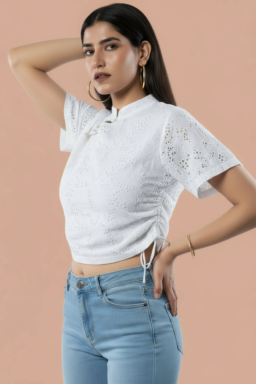 The Orient Crop Top- White